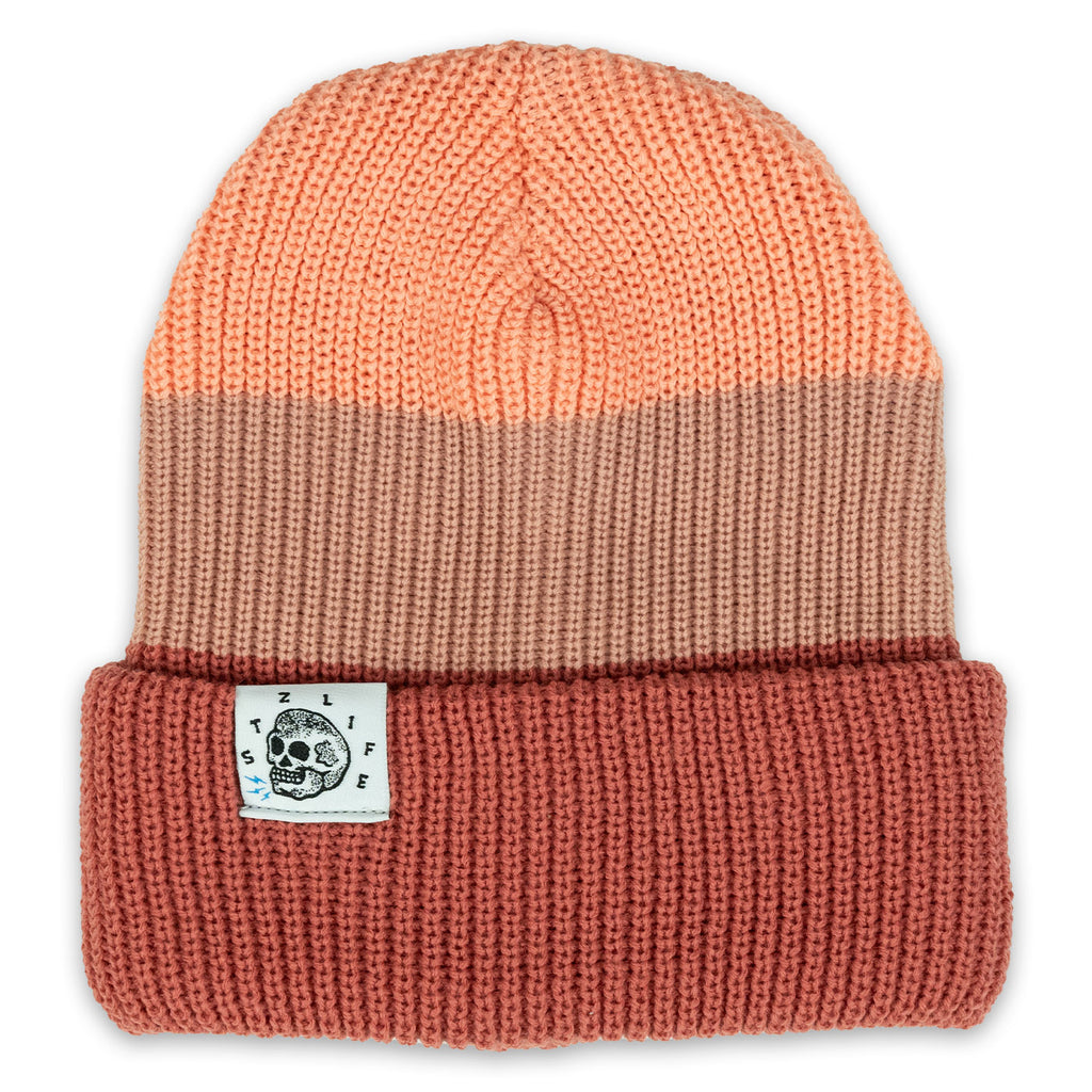 Coral Tri-Tone Cuff Beanie